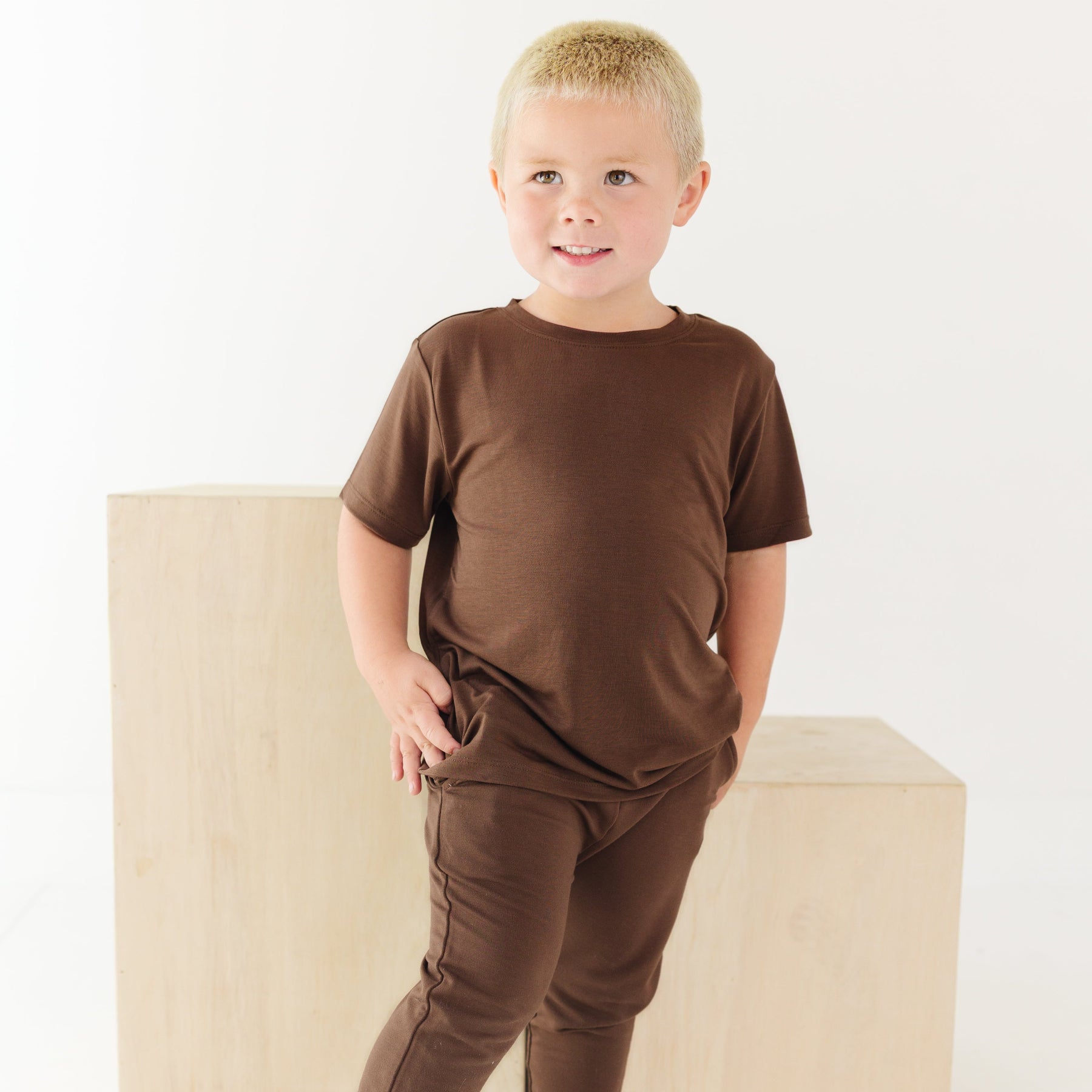 Dark Brown Bamboo French Terry Joggers