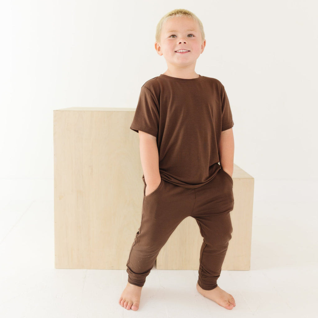 Dark Brown Bamboo French Terry Joggers
