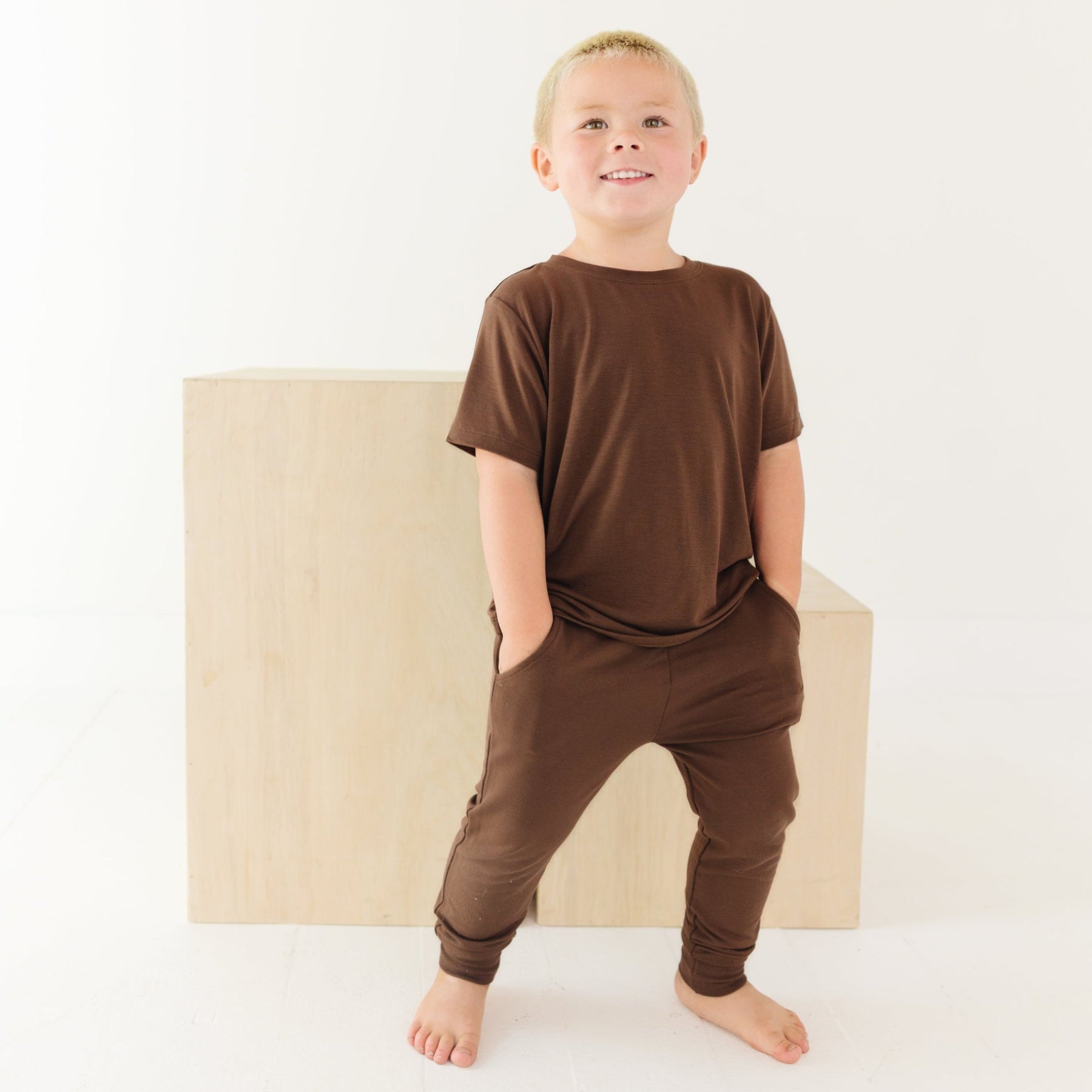 Dark Brown Bamboo French Terry Joggers