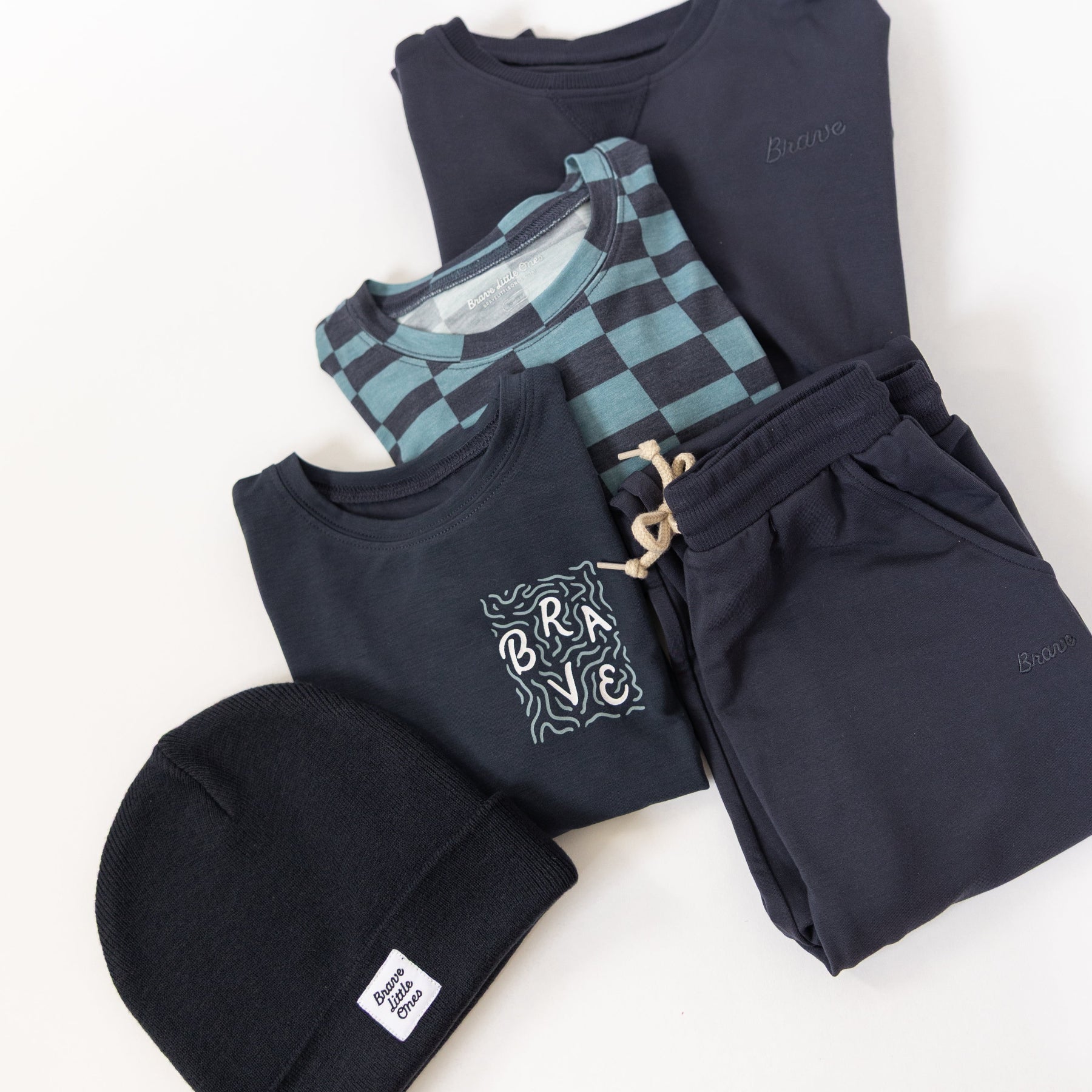 Dark Navy with Brave Embroidered Bamboo French Terry Pullover