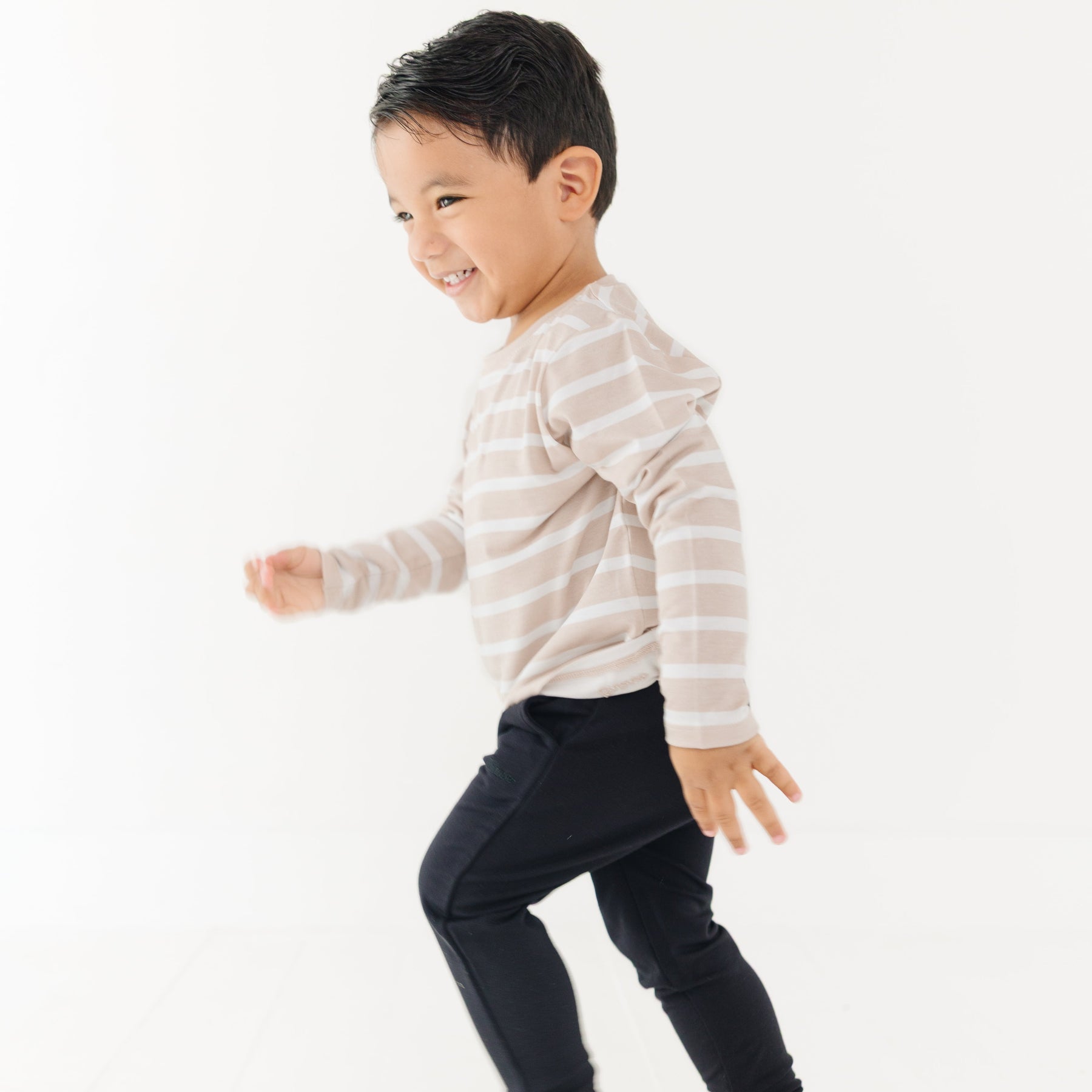 Tan Wide Stripe Long Sleeve Shirt
