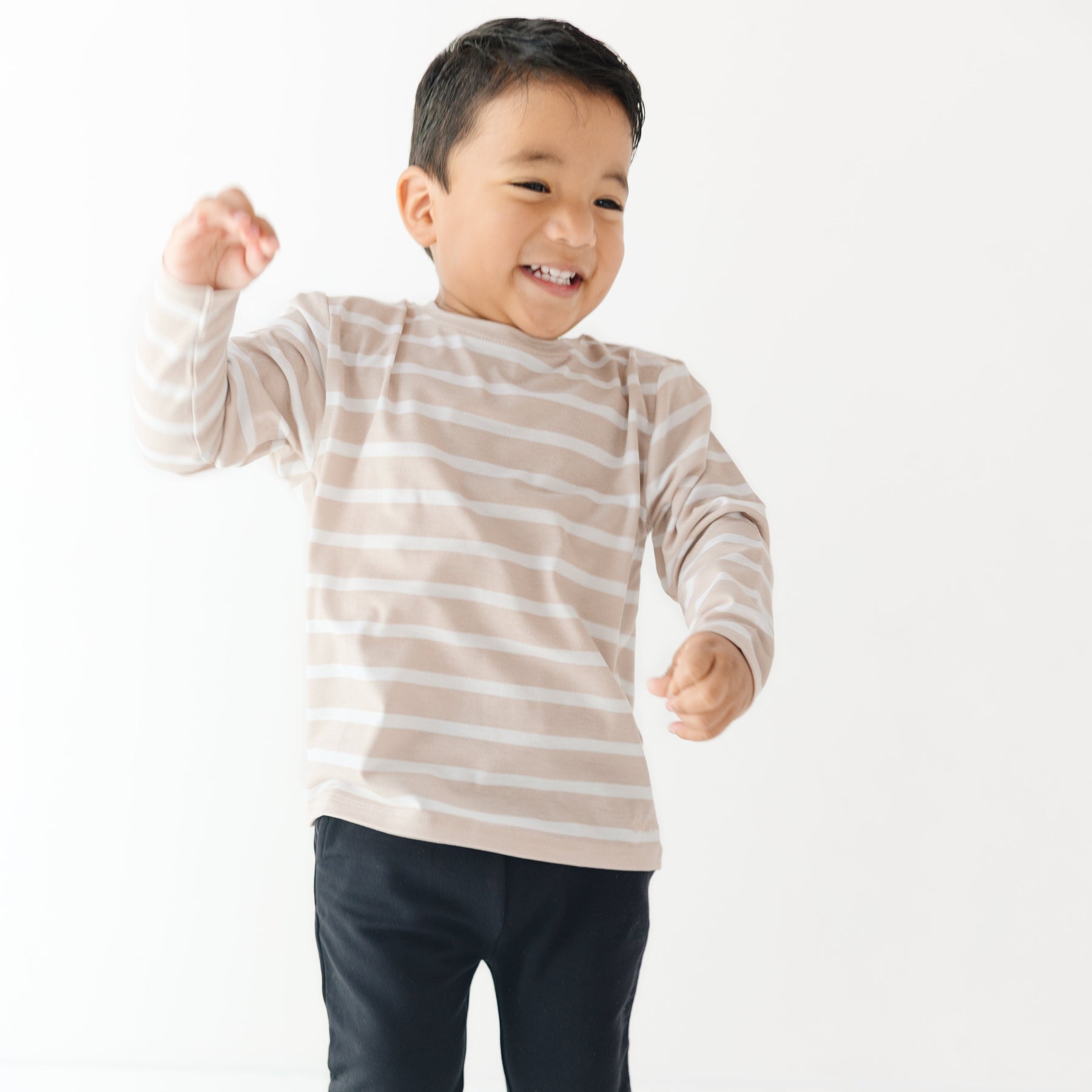 Tan Wide Stripe Long Sleeve Shirt