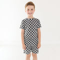 Checkered Lightning Bolt Small Ribbed Shorts Two-Piece Set