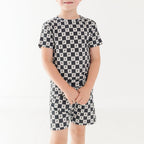 Checkered Lightning Bolt Small Ribbed Shorts Two-Piece Set