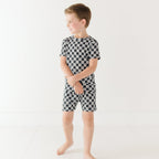 Checkered Lightning Bolt Small Ribbed Shorts Two-Piece Set