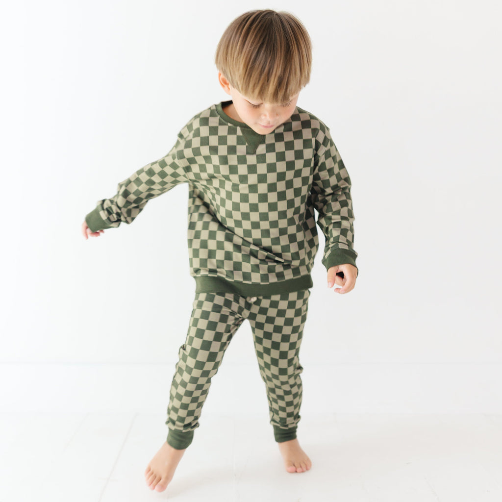 Checkered Bamboo French Terry Pullover