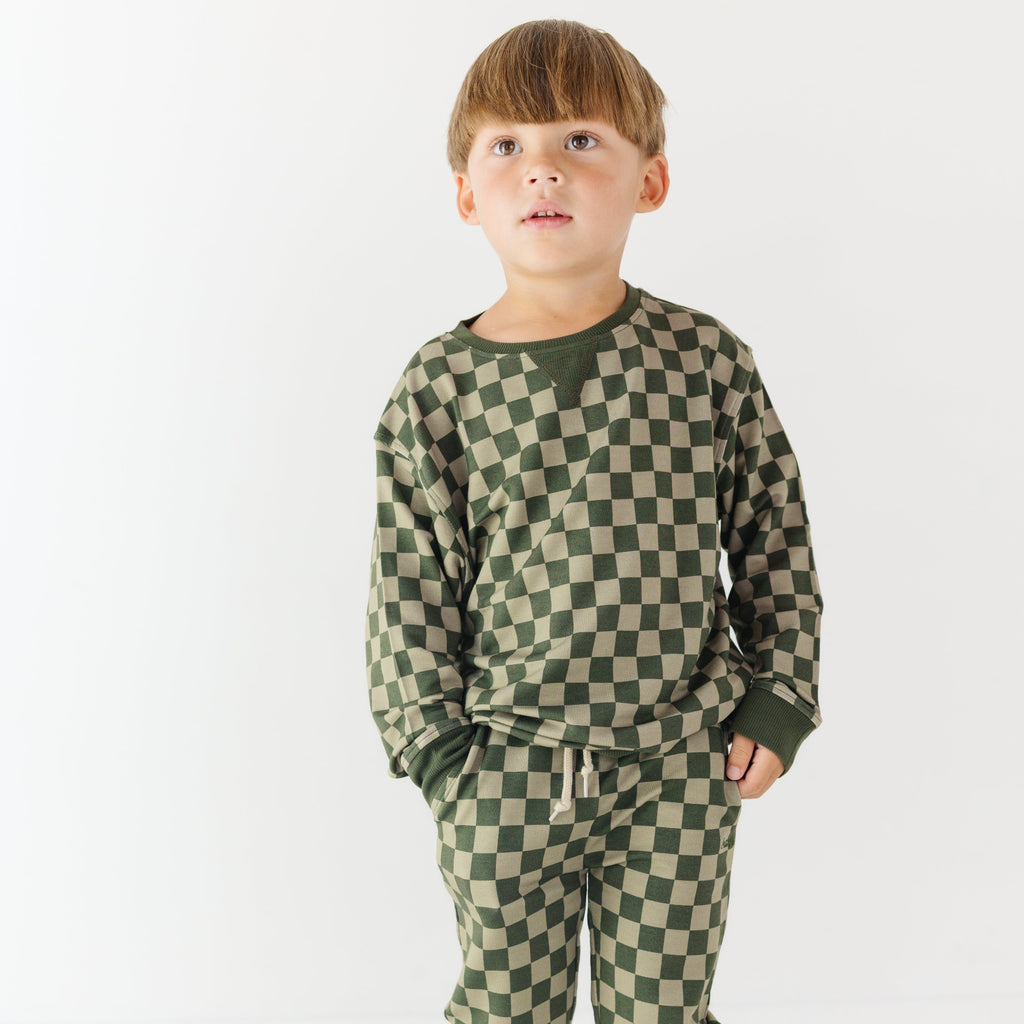 Checkered Bamboo French Terry Pullover