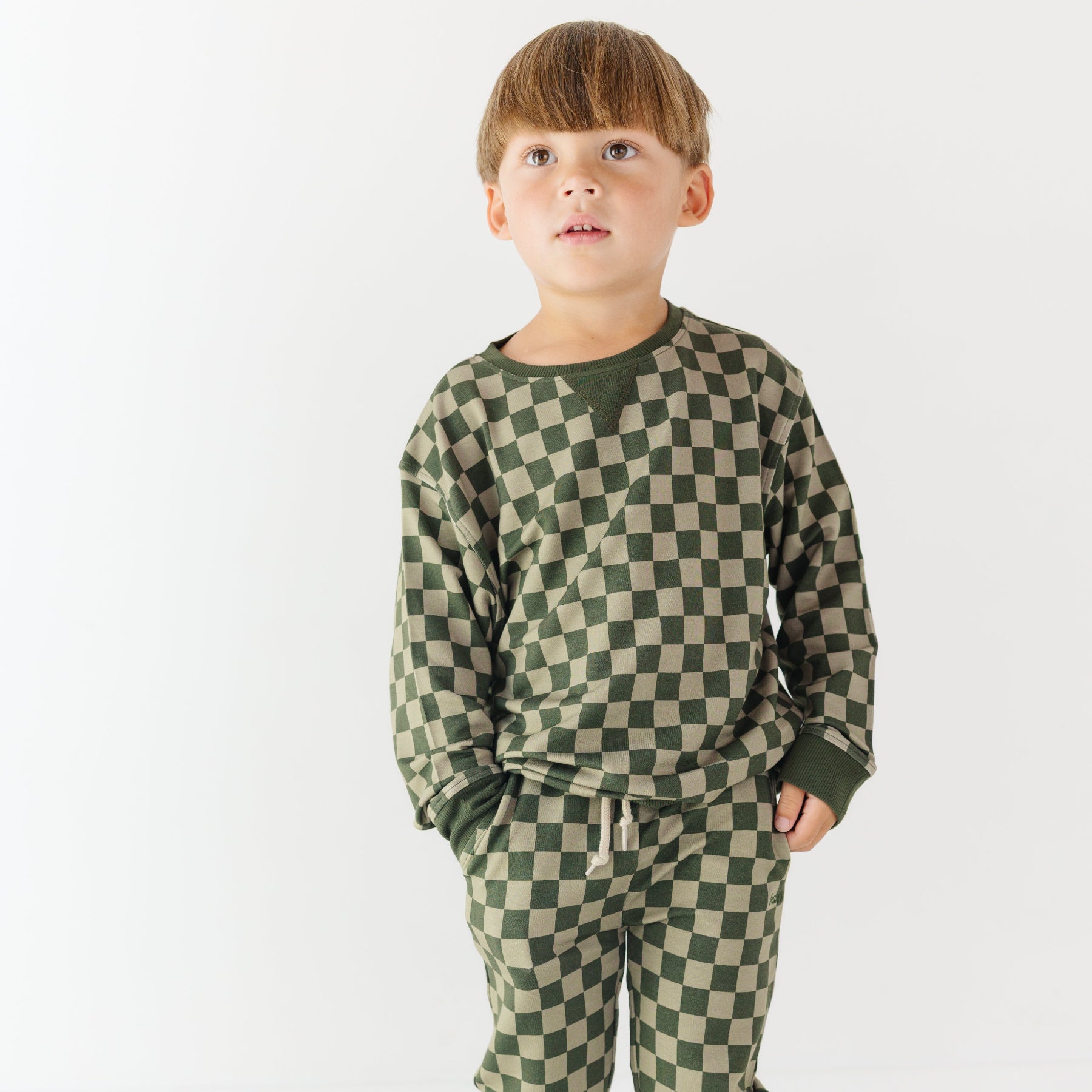 Checkered Bamboo French Terry Pullover