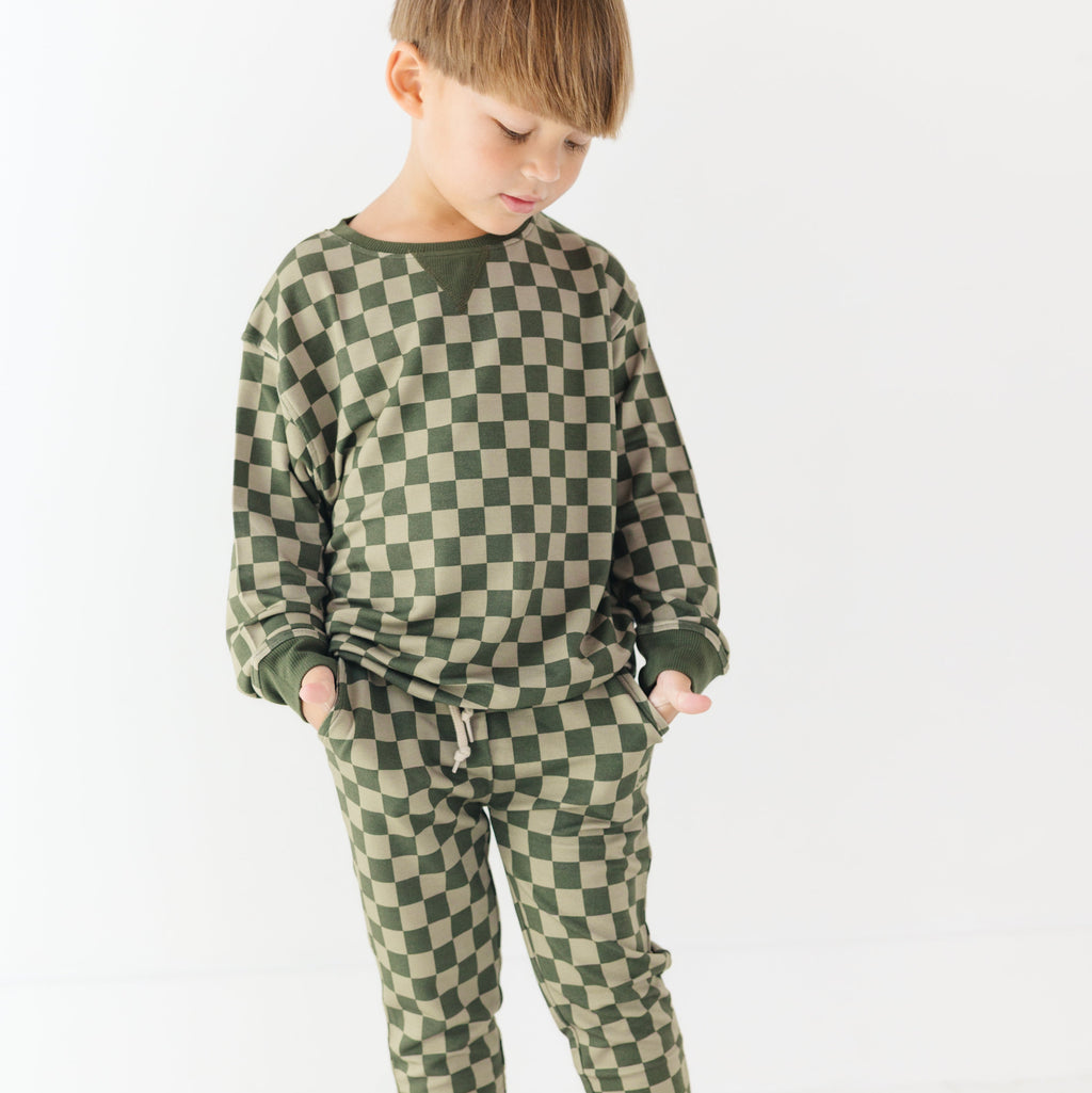 Checkered Bamboo French Terry Pullover
