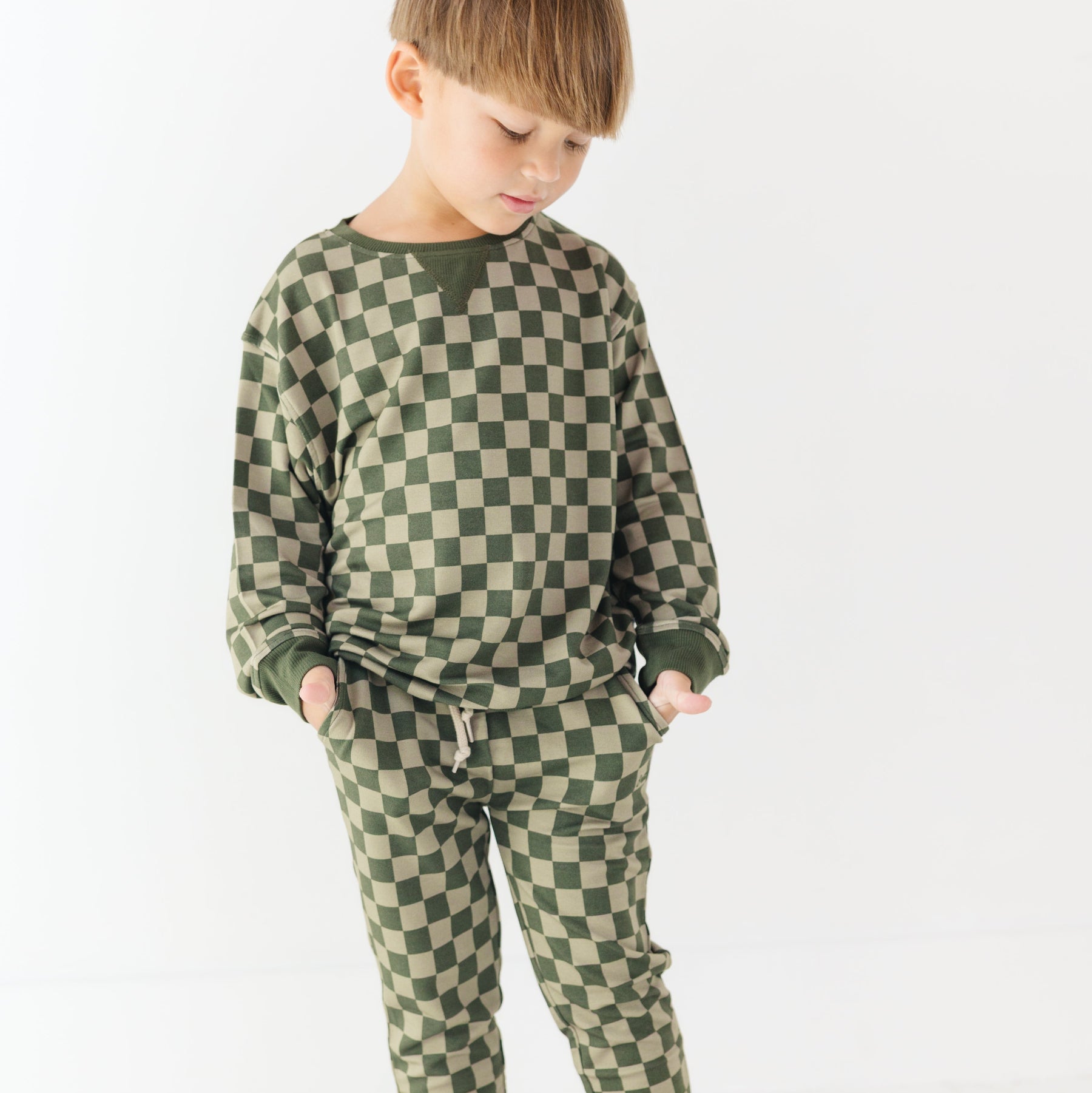 Checkered Bamboo French Terry Joggers