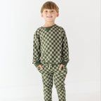 Checkered Bamboo French Terry Pullover