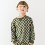 Checkered Bamboo French Terry Pullover