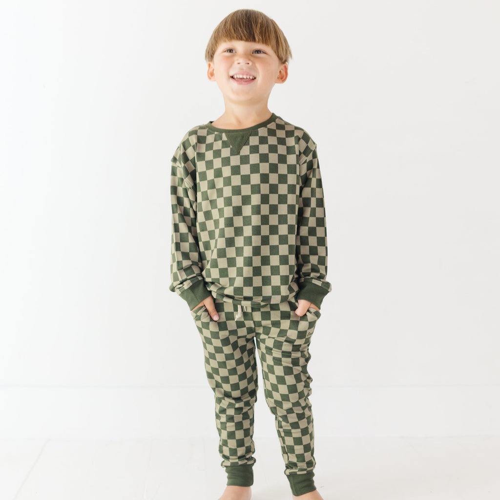 Checkered Bamboo French Terry Pullover