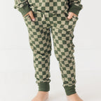 Checkered Bamboo French Terry Pullover & Jogger Set