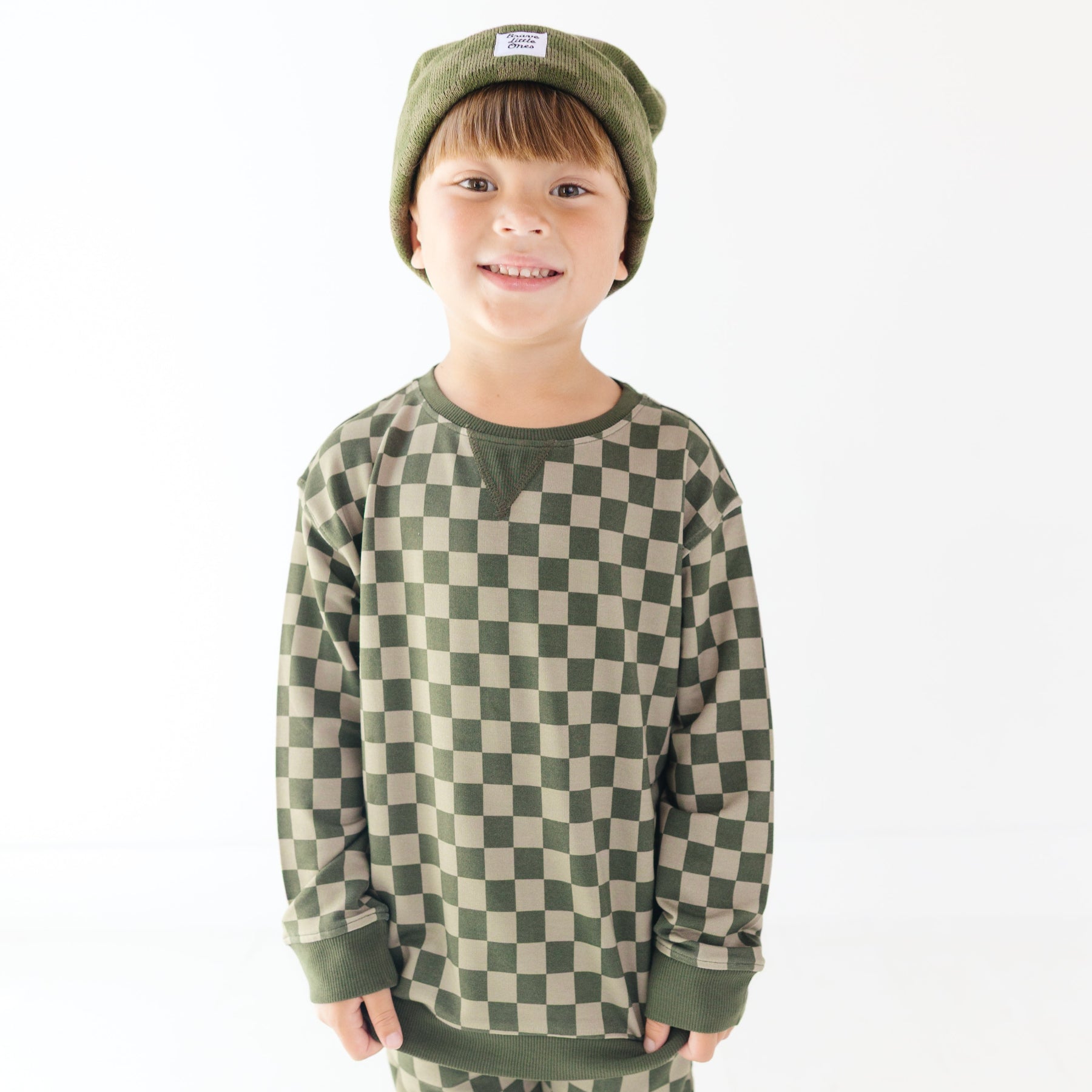 Checkered Bamboo French Terry Pullover