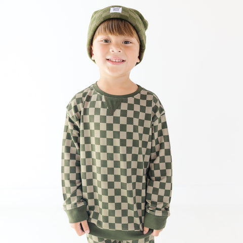 Checkered Bamboo French Terry Pullover