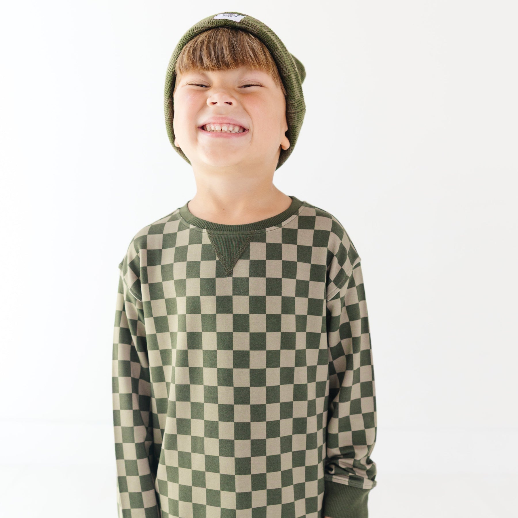 Checkered Knit Beanie