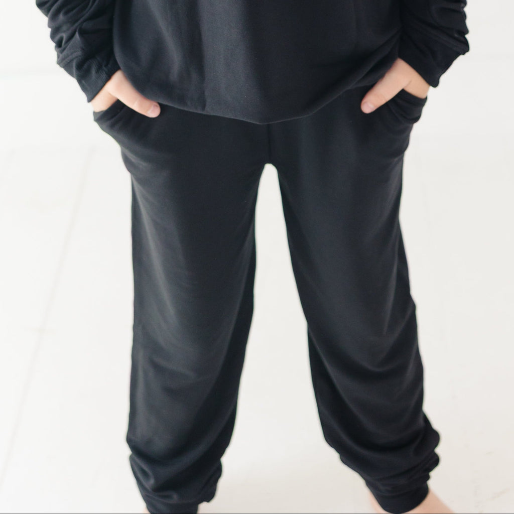 Jet Black Bamboo French Terry Joggers