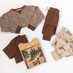 Brown Vertical Stripe Bamboo French Terry Pullover