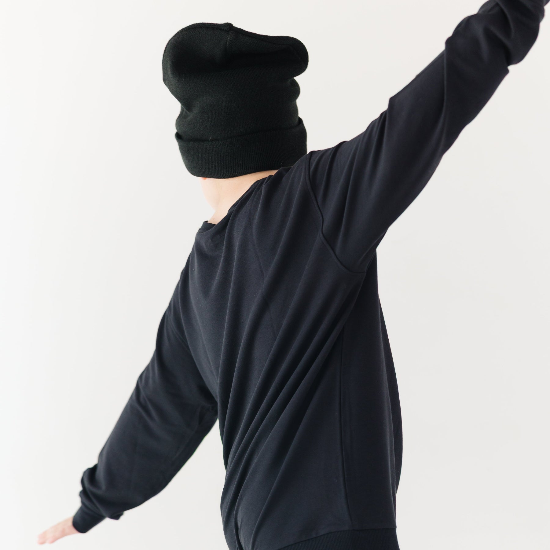 Jet Black with Brave Embroidered Bamboo French Terry Pullover & Jogger Set
