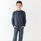 Dark Navy with Brave Embroidered Bamboo French Terry Pullover
