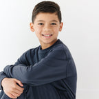 Dark Navy with Brave Embroidered Bamboo French Terry Pullover