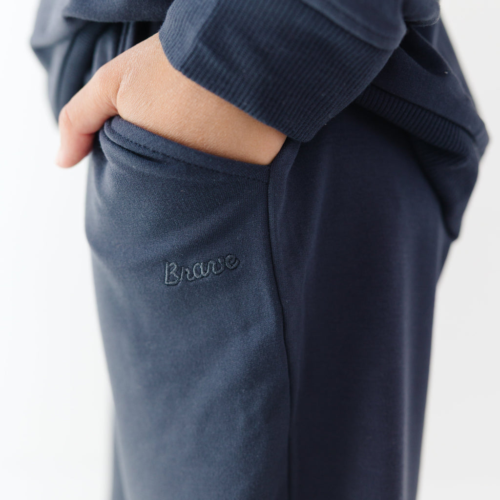 Dark Navy Bamboo French Terry Joggers