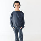 Dark Navy with Brave Embroidered Bamboo French Terry Pullover