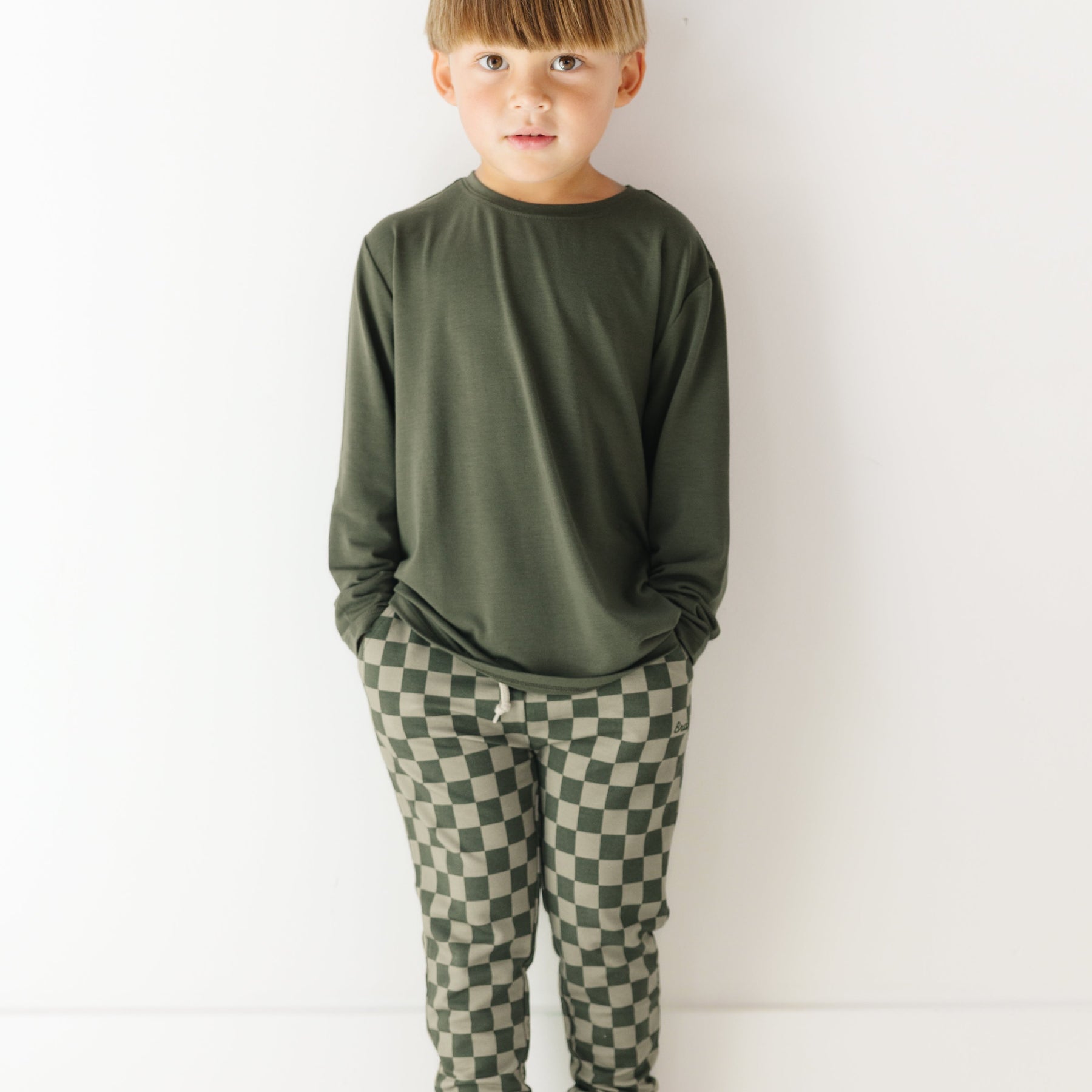 Checkered Bamboo French Terry Joggers