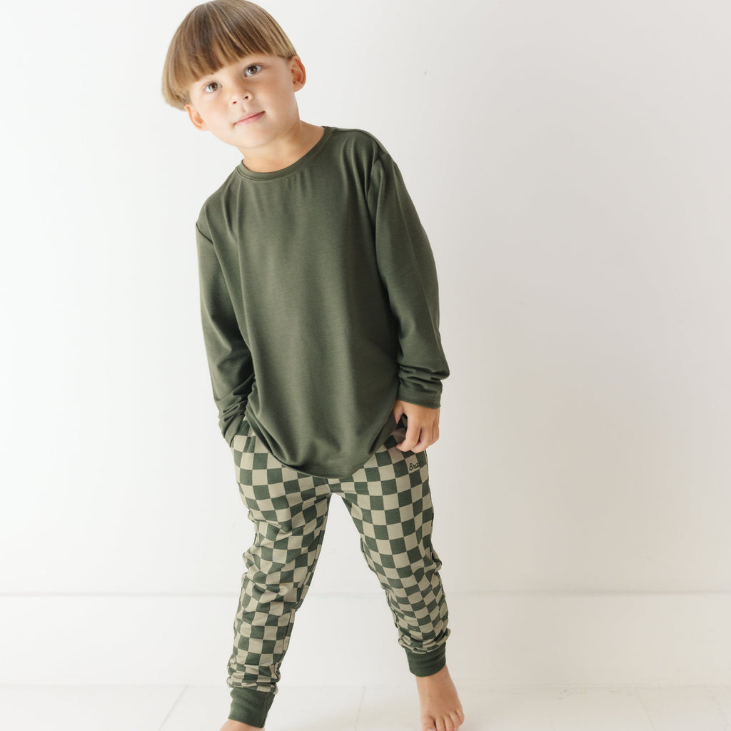 Checkered Bamboo French Terry Joggers