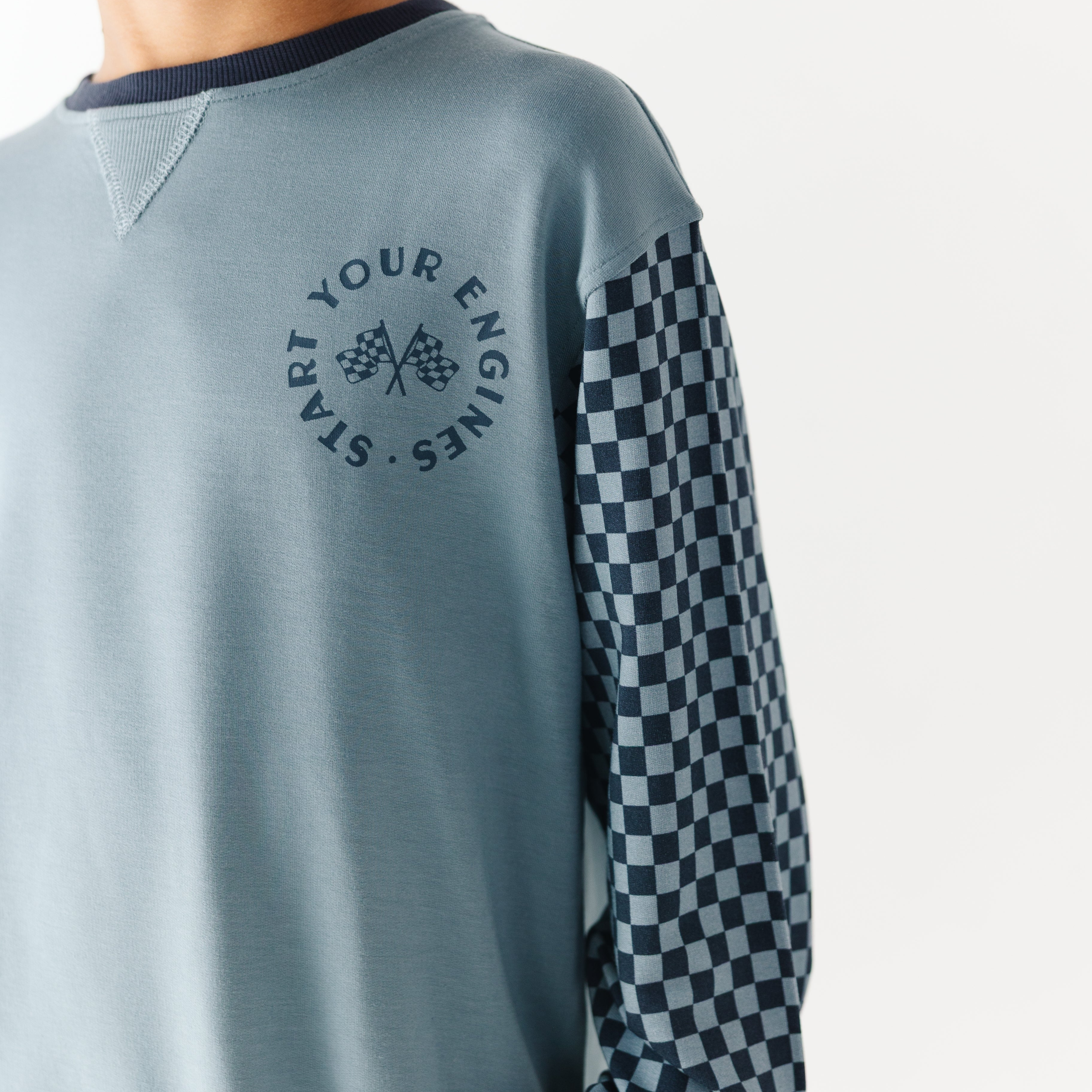 Slate Blue Start Your Engines Bamboo French Terry Pullover