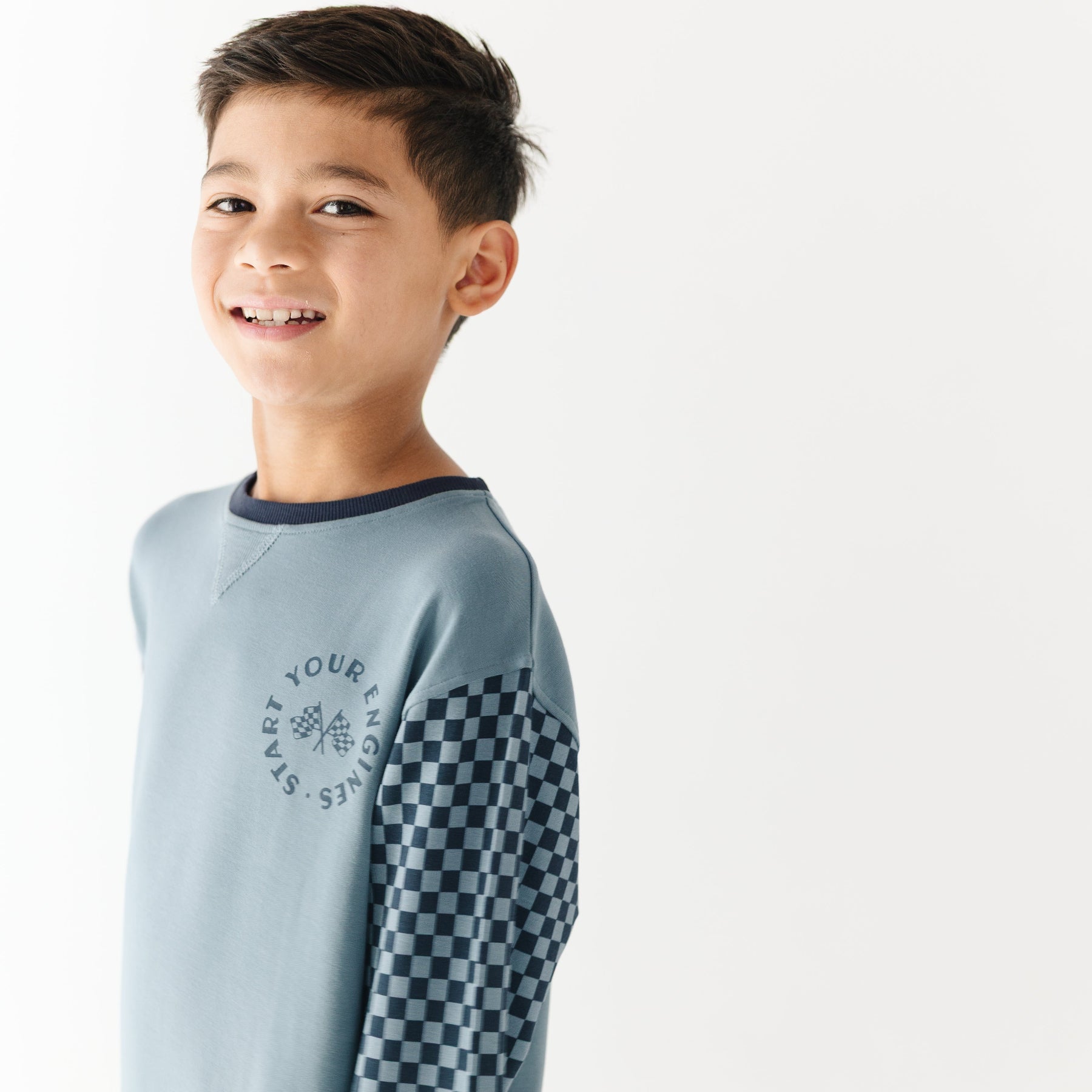Slate Blue Start Your Engines Bamboo French Terry Pullover