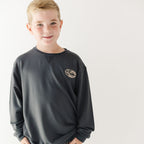 Midnight Charcoal With Camo Patch Bamboo French Terry Pullover