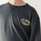 Midnight Charcoal With Camo Patch Bamboo French Terry Pullover