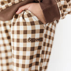Dark Brown Gingham Bamboo French Terry Joggers