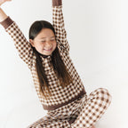 Dark Brown Gingham Bamboo French Terry Pullover