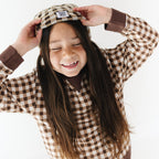 Dark Brown Gingham Bamboo French Terry Pullover