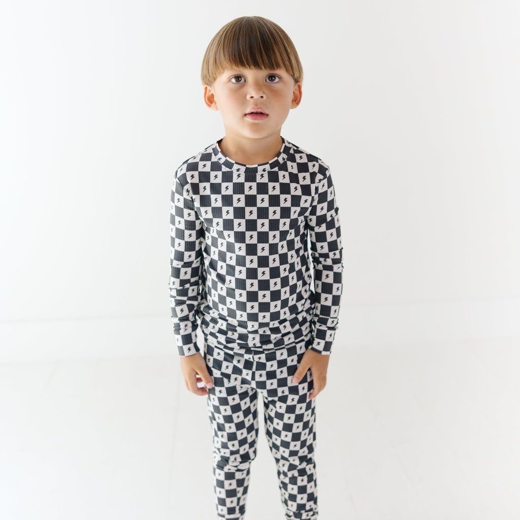 Checkered Lightning Bolt Small Ribbed Two-Piece Set