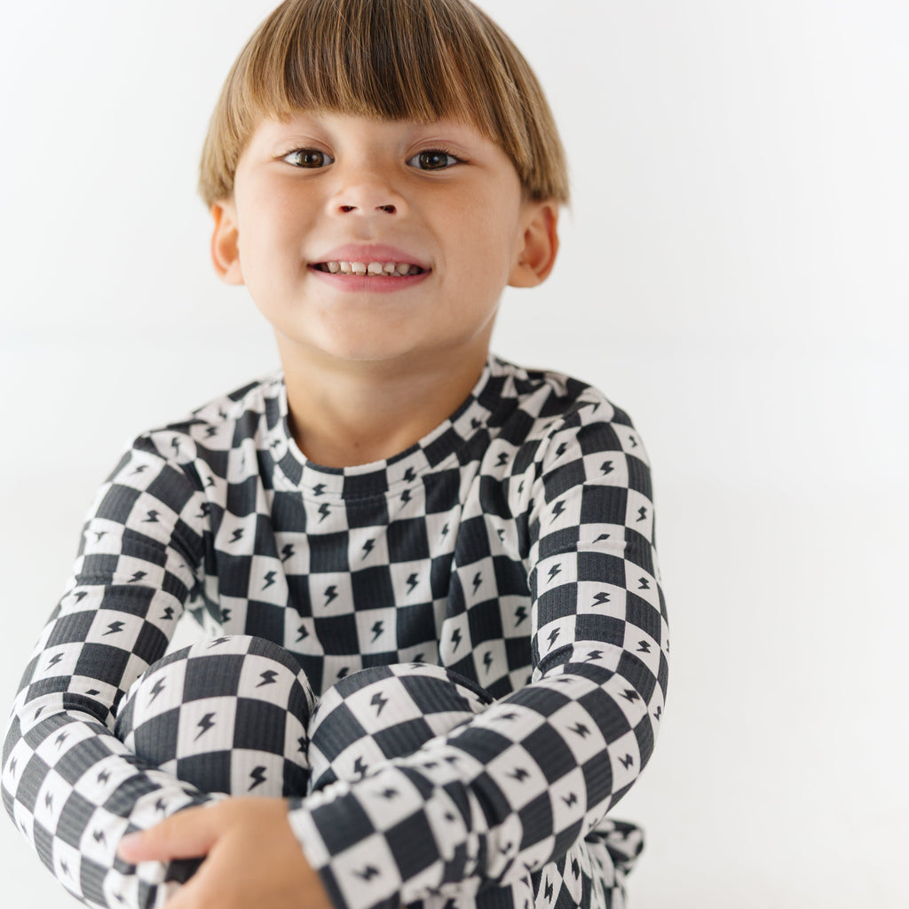 Checkered Lightning Bolt Small Ribbed Two-Piece Set