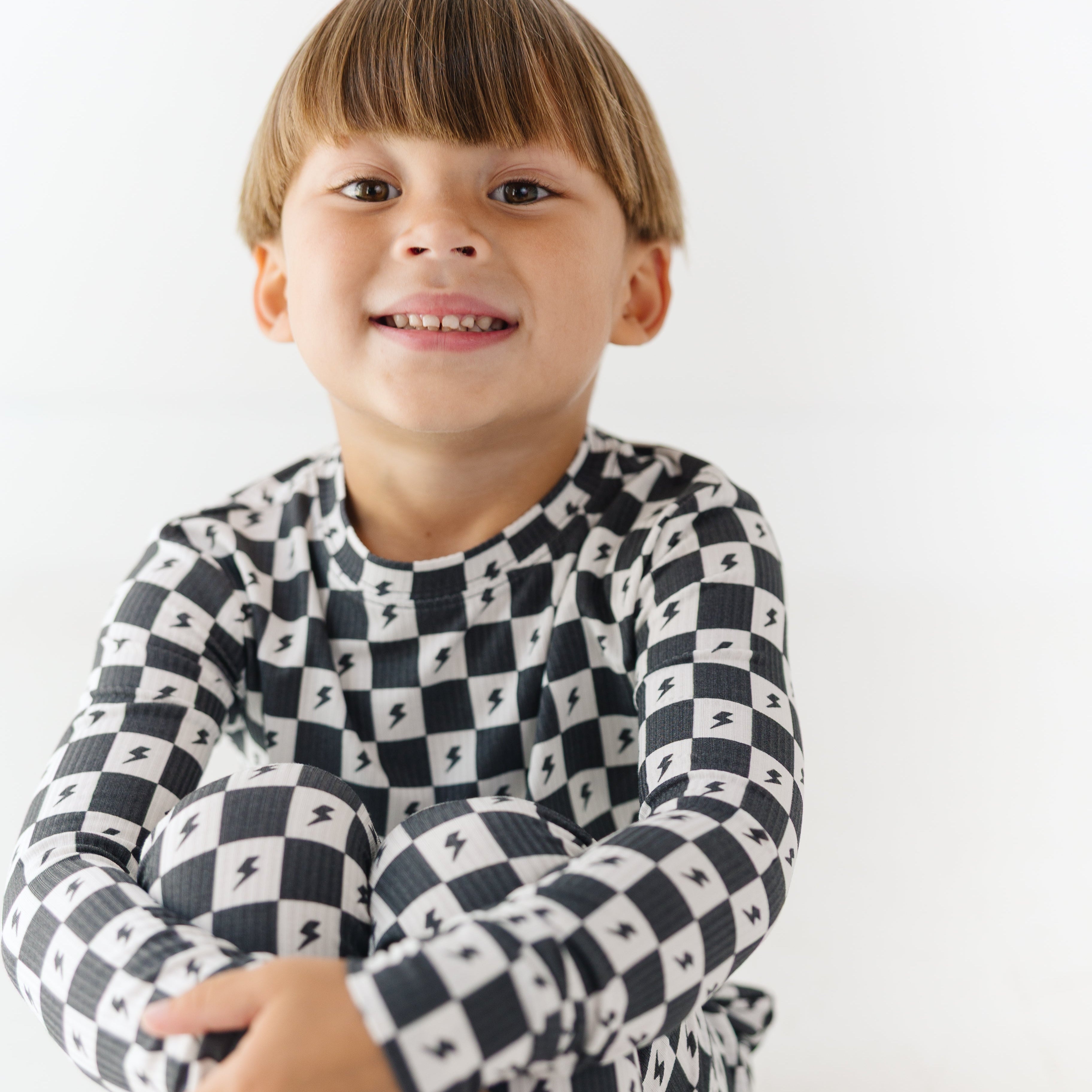 Checkered Lightning Bolt Small Ribbed Two-Piece Set