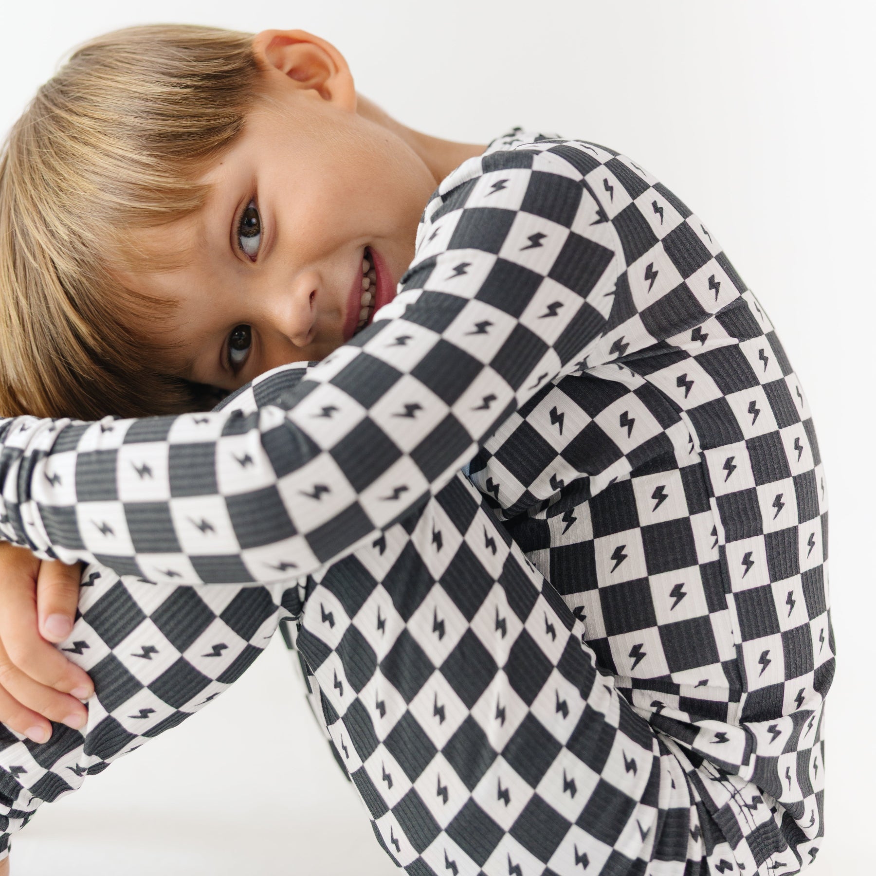 Checkered Lightning Bolt Small Ribbed Two-Piece Set