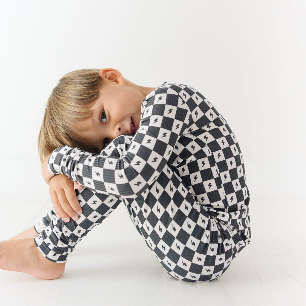 Checkered Lightning Bolt Small Ribbed Two-Piece Set