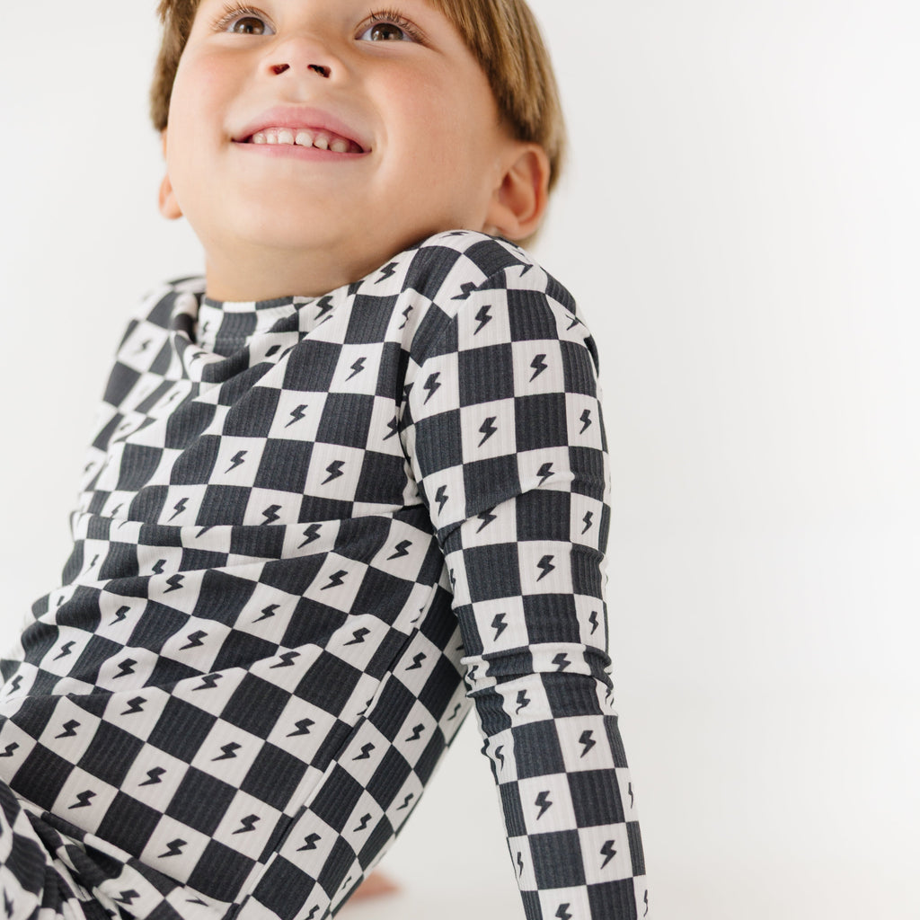 Checkered Lightning Bolt Small Ribbed Two-Piece Set