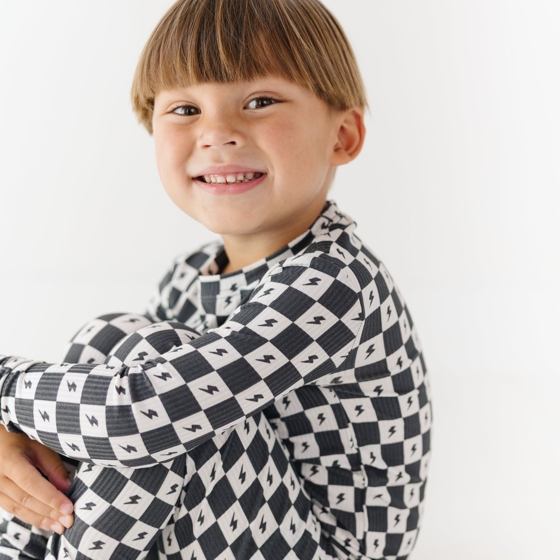 Checkered Lightning Bolt Small Ribbed Two-Piece Set