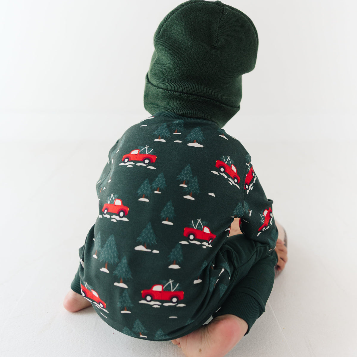 Red Christmas Trucks Bamboo French Terry Pullover