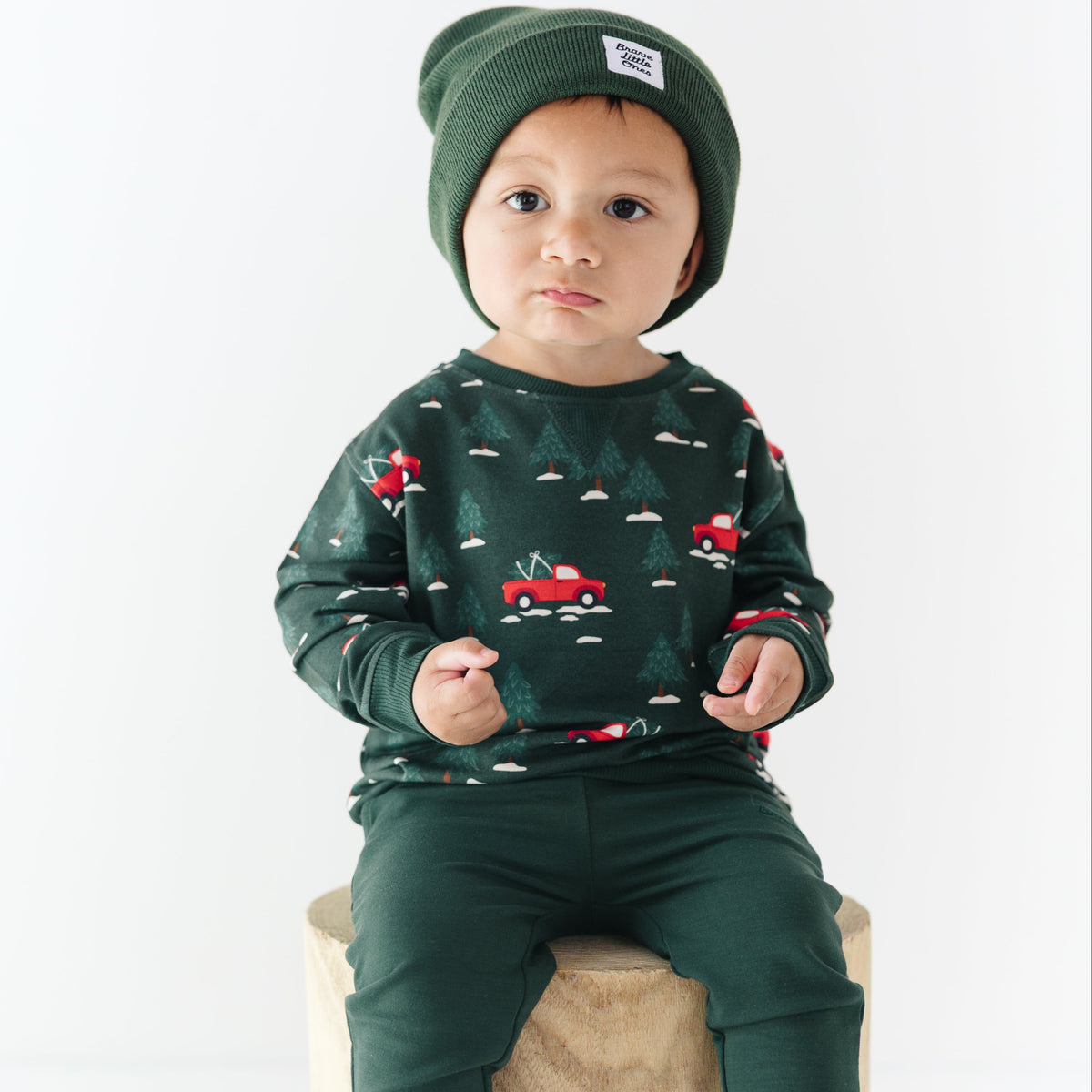 Red Christmas Trucks Bamboo French Terry Pullover