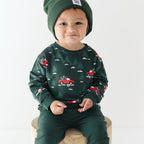 Red Christmas Trucks Bamboo French Terry Pullover and Joggers Set