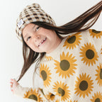 Dark Brown Gingham Knit Beanie