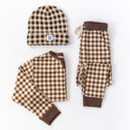 Dark Brown Gingham Bamboo French Terry Pullover