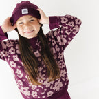 Deep Plum Floral Bamboo French Terry Pullover & Jogger Set
